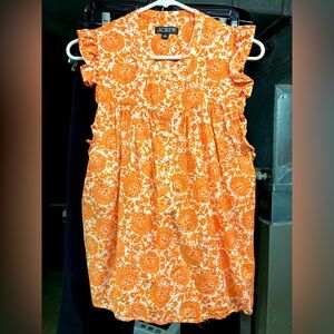 JCrew sleeveless floral blouse in bright melon and white. Size large